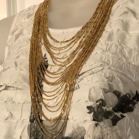 NWT Multi-Row Italian Waterfall Necklace in Goldtone. - Picture 5 of 15